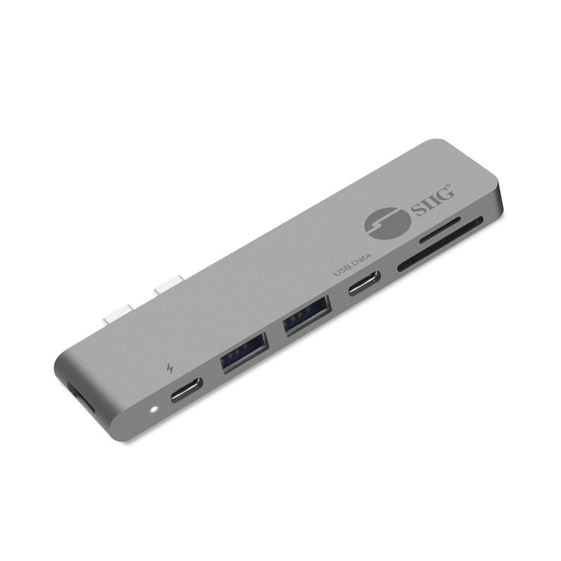 SIIG Thunderbolt 3, Aluminum USB Type C Hub with 4K @30Hz HDMI, SD/Micro SD Card Reader, 2 USB 3.1 Gen 1 Ports, PD Port for 2016/2017 MacBook 13" & 15" - Space Gray - Image 1